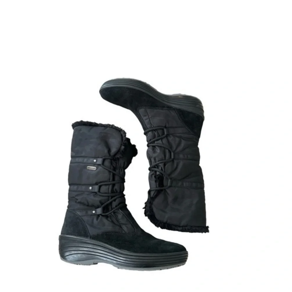 Pajar Celine Black Faux Fur Lace Up Winter Boots‎ Size 11